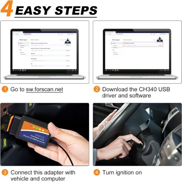 ELM327 OBD2 USB Adapter for Windows, ELMconfig Scanner with MS CAN/HS CAN Switch