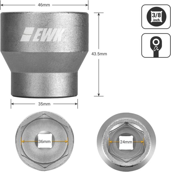 EWK Forged 3-Pcs 27, 32, 36mm Low Profile Oil Filter Wrench Socket, 3/8" Drive Oil Filter Cap Removal Tool for BMW, Ford, B·enz