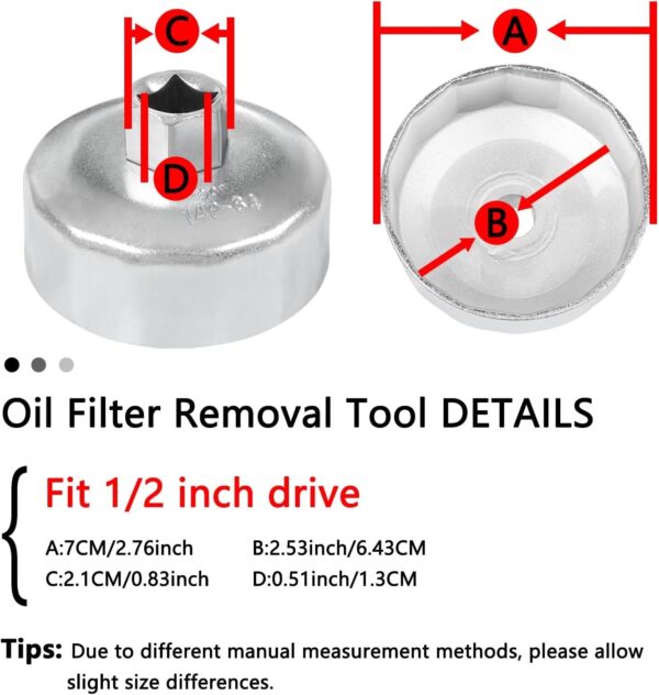 Oil Filter Wrench Socket Removal Tool, Fuel Filter Cap Set Compatible with Merc-edes Benz Dodge BMW and More, Includs 24 27 29 30 32 36 38mm Silver