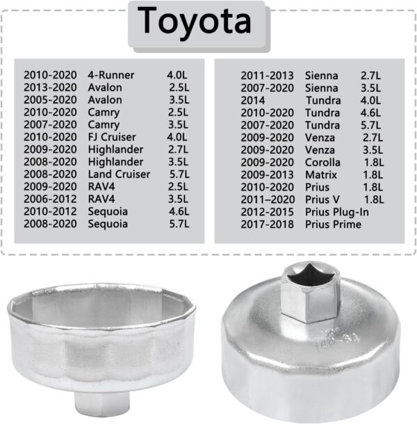 Oil Filter Wrench Socket Removal Tool, Fuel Filter Cap Set Compatible with Merc-edes Benz Dodge BMW and More, Includs 24 27 29 30 32 36 38mm Silver