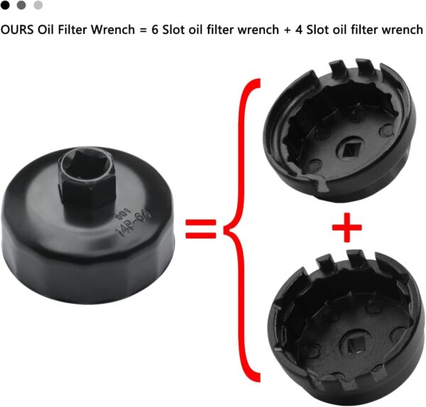 Oil Filter Wrench Socket Removal Tool, Fuel Filter Cap Set Compatible with Merc-edes Benz Dodge BMW and More, Includs 24 27 29 30 32 36 38mm Silver