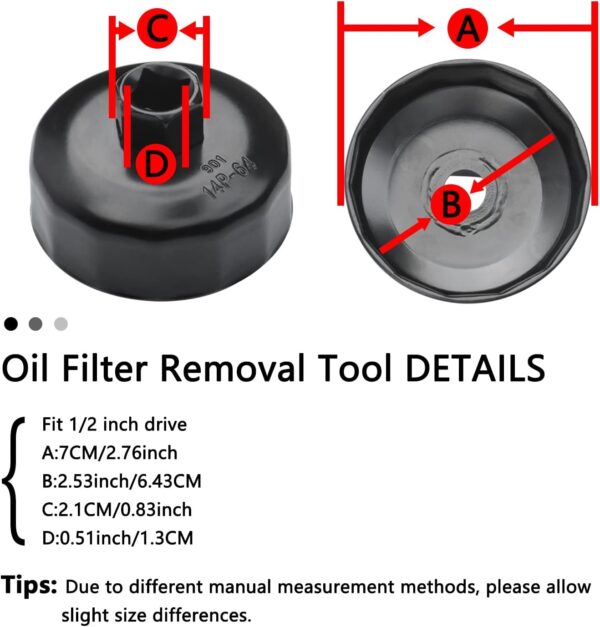 Oil Filter Wrench Socket Removal Tool, Fuel Filter Cap Set Compatible with Merc-edes Benz Dodge BMW and More, Includs 24 27 29 30 32 36 38mm Silver