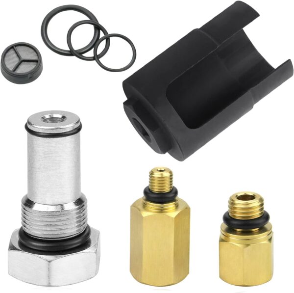 6.0 IPR Valve Socket and Oil Rail Adapters Kits and 6.0 High Pressure Oil Pump IPR Valve Air Test Fitting Tool with Seal Kit Compatible with 6.0L Powerstroke Diesel Engine