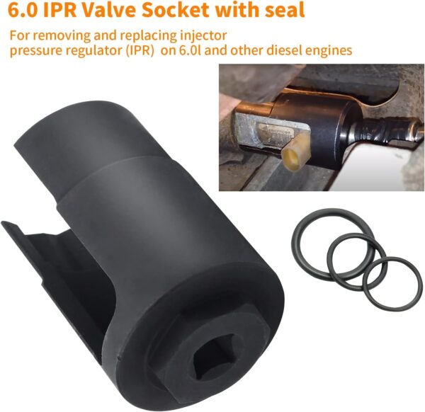 6.0 IPR Valve Socket and Oil Rail Adapters Kits and 6.0 High Pressure Oil Pump IPR Valve Air Test Fitting Tool with Seal Kit Compatible with 6.0L Powerstroke Diesel Engine