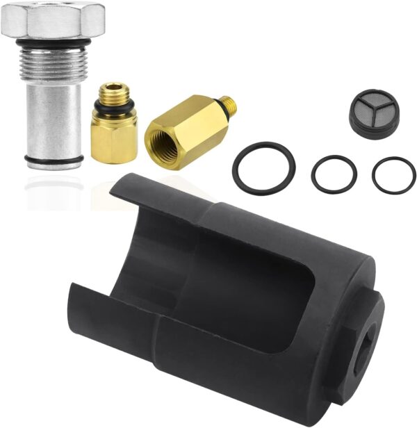 6.0 IPR Valve Socket and Oil Rail Adapters Kits and 6.0 High Pressure Oil Pump IPR Valve Air Test Fitting Tool with Seal Kit Compatible with 6.0L Powerstroke Diesel Engine